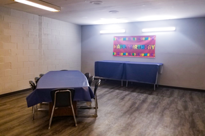 the blue party room is the perfect place to host an event