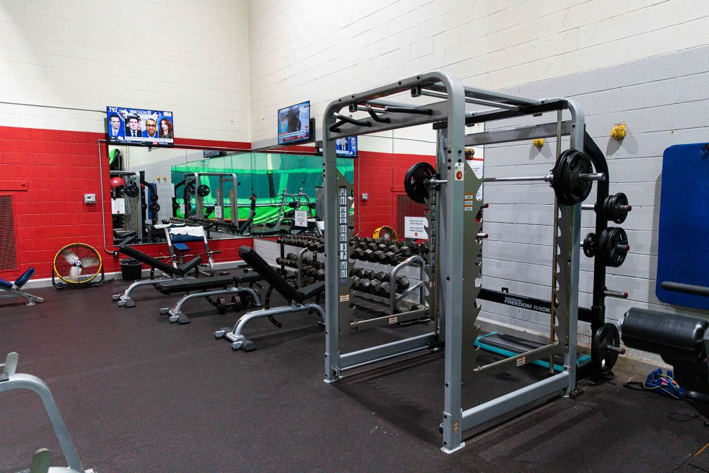 weight lifting area at greatplay with smith machine and other free weights